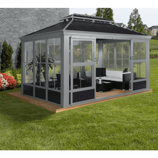 10×14 Four-Season Aluminum Outdoor Solarium with Polycarbonate Roof